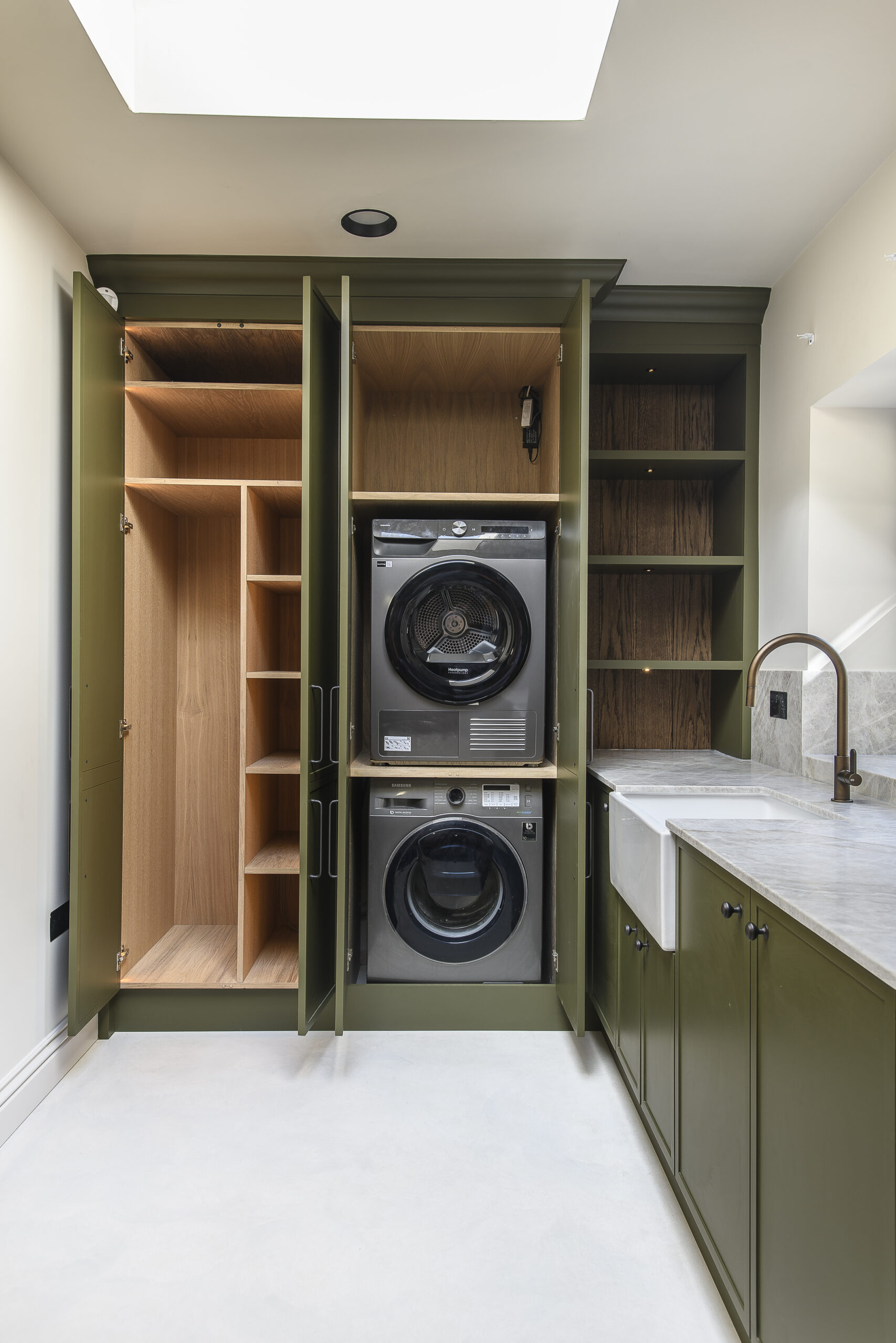 Bespoke utility room in the new extension at Rossmead in Hassocks