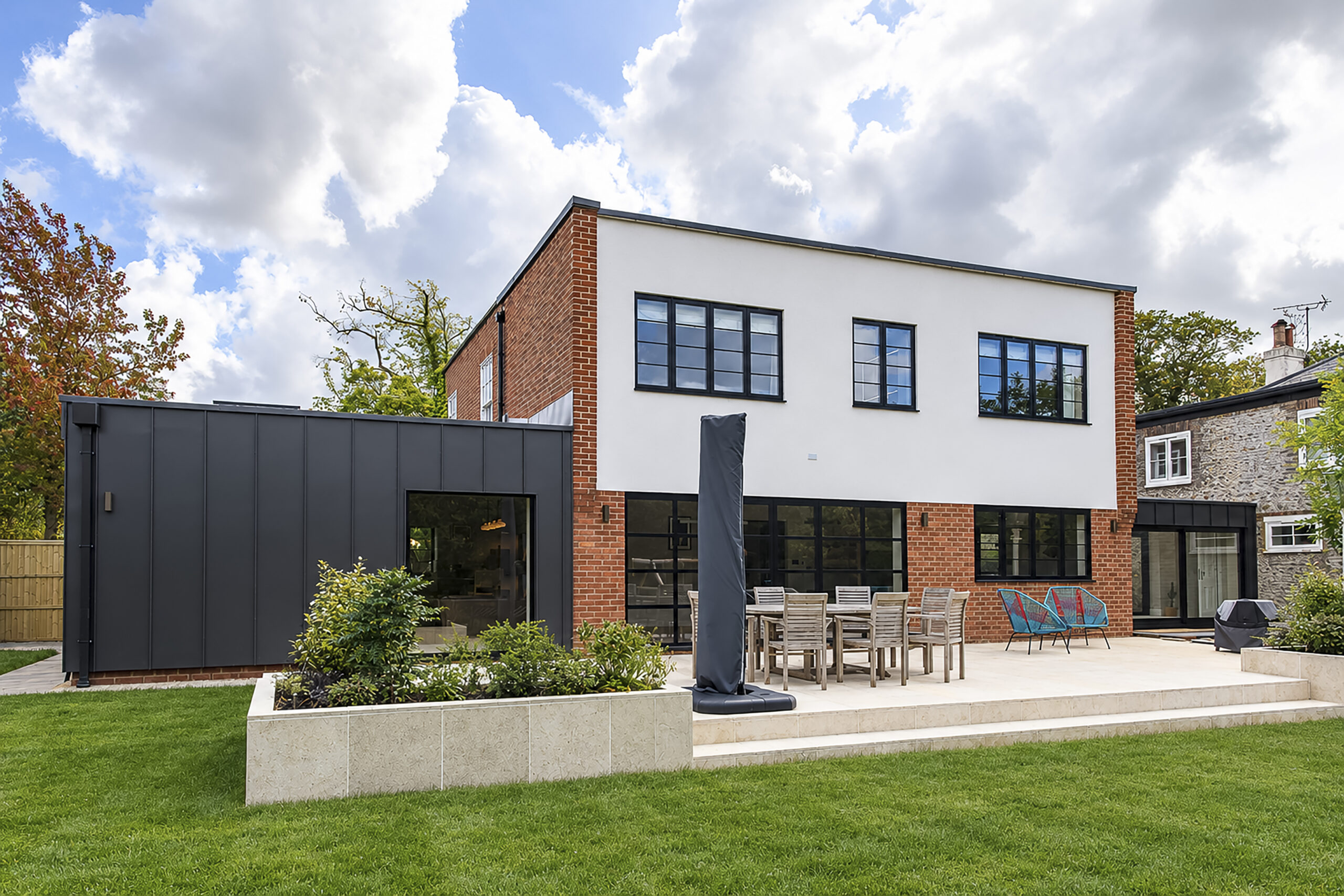 External rear view of property extension and renovation at Rossmead in Hassocks